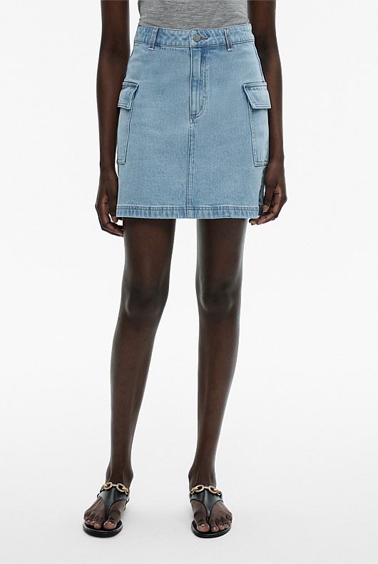 Denim Cargo Skirt