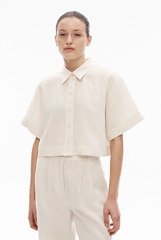 Linen Crop Shirt