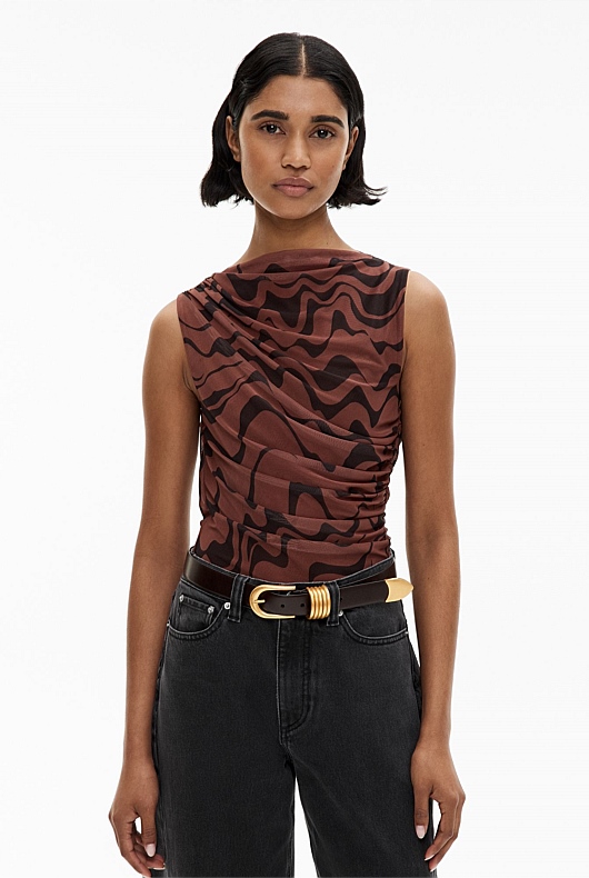 Mesh Drape Tank Top