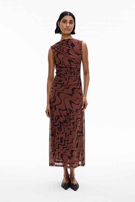 Mesh Drape Tank Dress