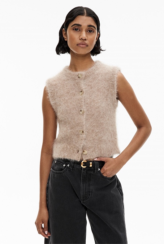 Fluffy Crew Knit Vest