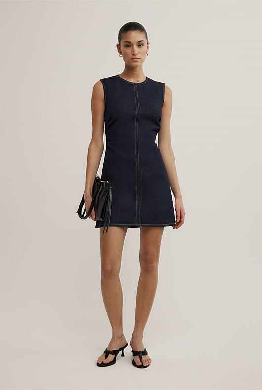 Tuck Detail Denim Dress