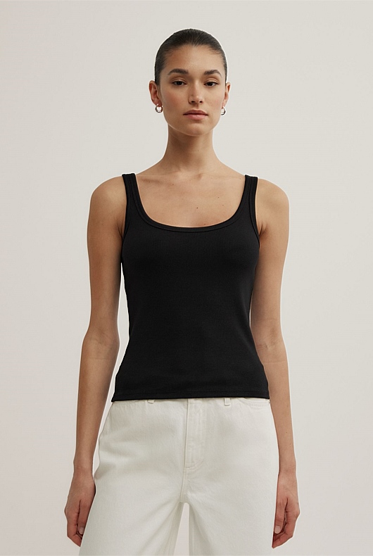 Fine Scoop Neck Tank Top