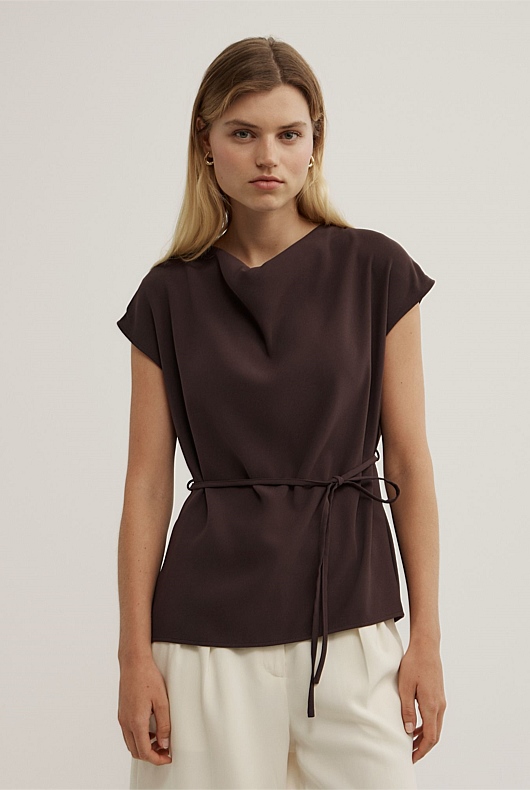 Cowl Tie Belt Top
