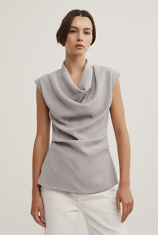 Crepe Cowl Tank Top