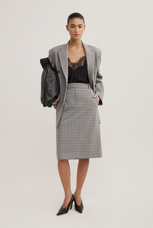 Check Midi Skirt