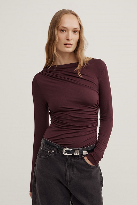 Draped Jersey Long Sleeve Top
