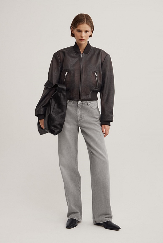Mid Rise Straight Jeans