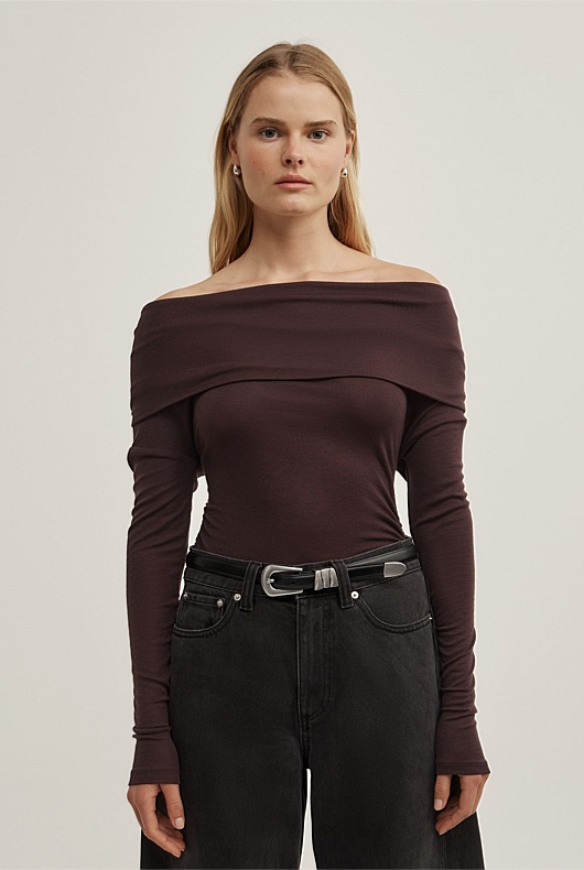 Off Shoulder Long-Sleeve Top
