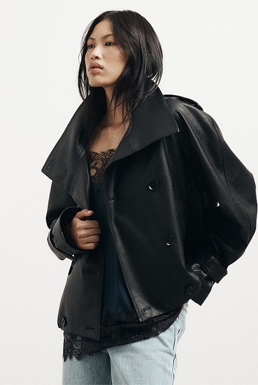 Funnel Neck Trench Coat