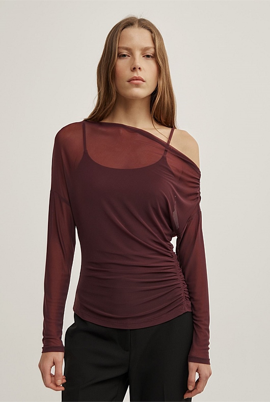 Layered Mesh Long-Sleeve Top