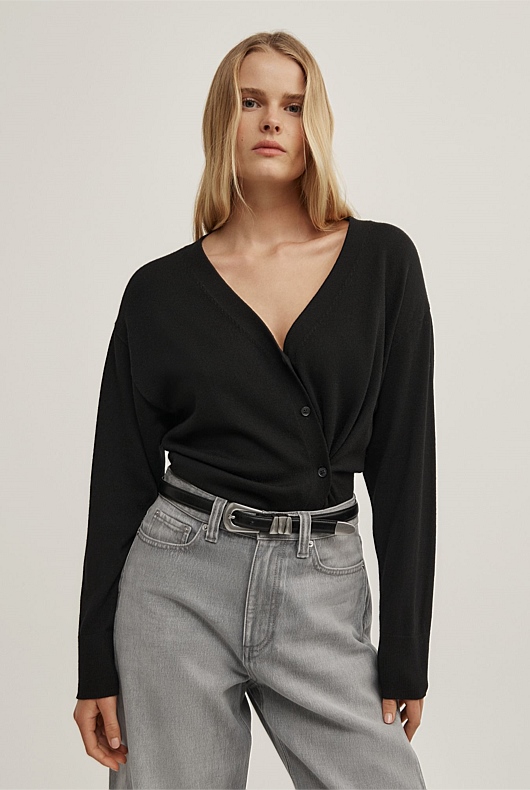 Asymmetric Wrap Knit Cardigan