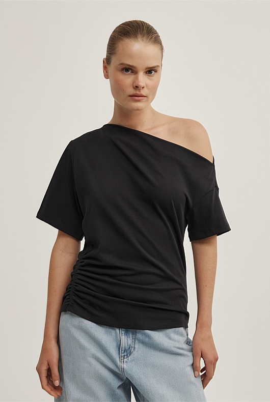 Ruched Asymmetric T-Shirt