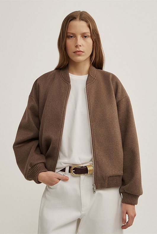 Felted Zip Bomber Jacket