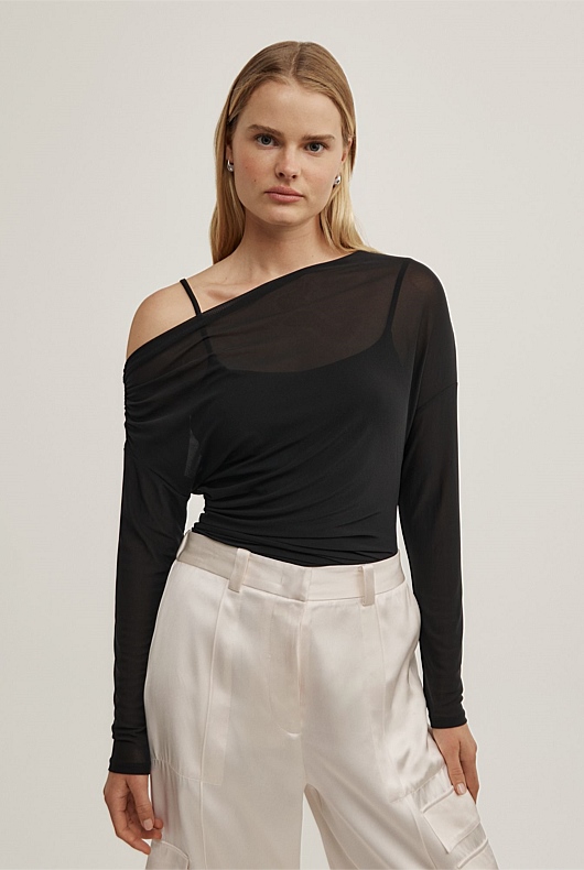 Layered Mesh Long-Sleeve Top