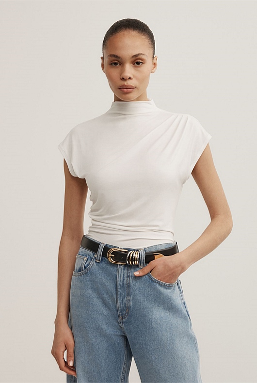 Draped High Neck Top