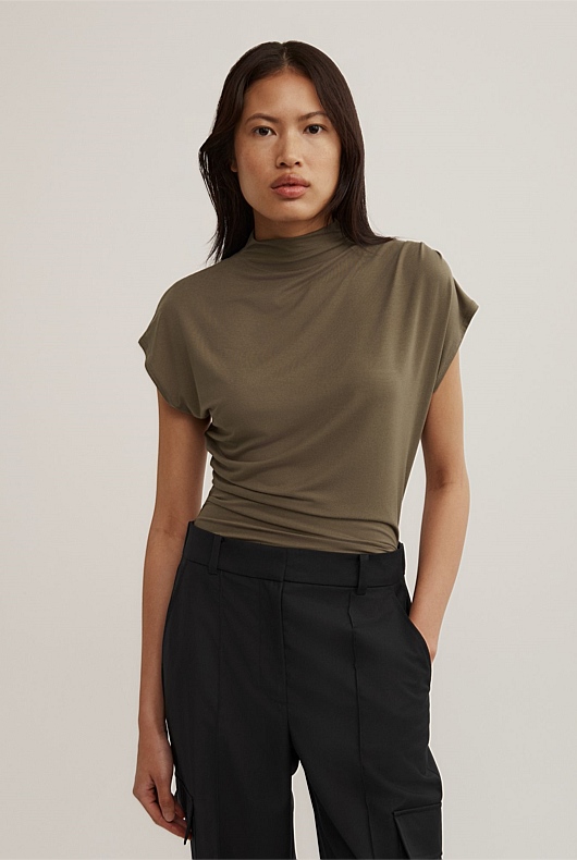 Draped High Neck Top