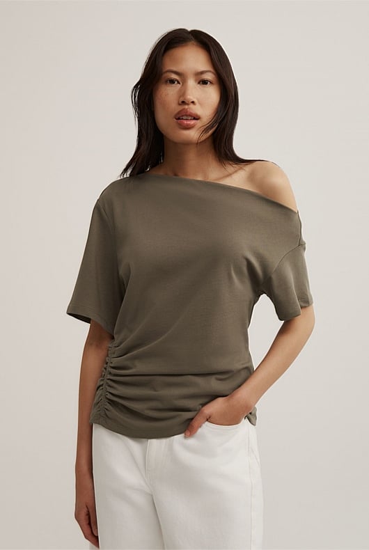Ruched Asymmetric T-Shirt