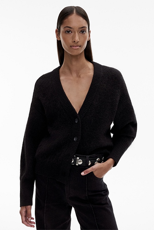 Black Tactile Knit Cardigan - Women's Cardigans | Witchery Black Tactile Knit Cardigan - Women's Cardigans | Witchery