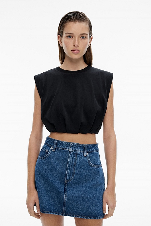 black evening crop top
