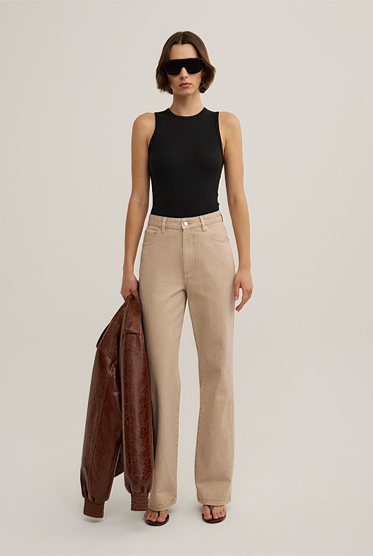Mid Rise Straight Jeans