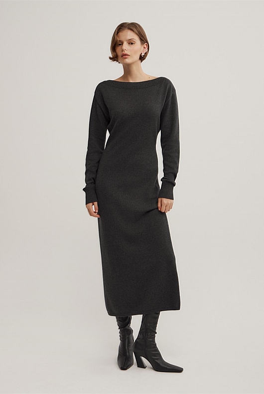 Boat Neck Knit Dress