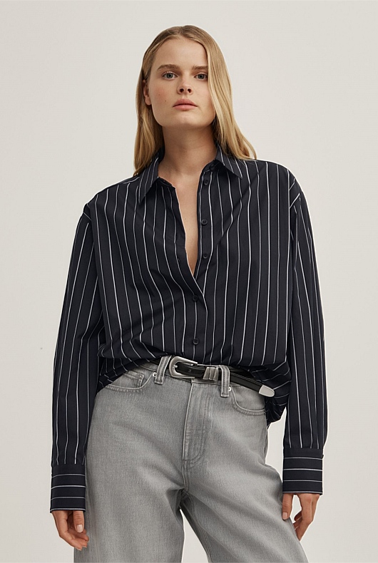 Tie Back Pinstripe Shirt
