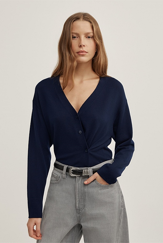 Asymmetric Wrap Knit Cardigan