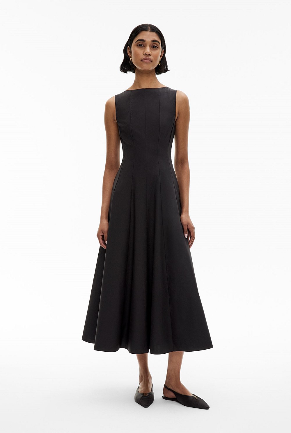 Black Panelled Midi Dress - Women's Black Dresses | Witchery
