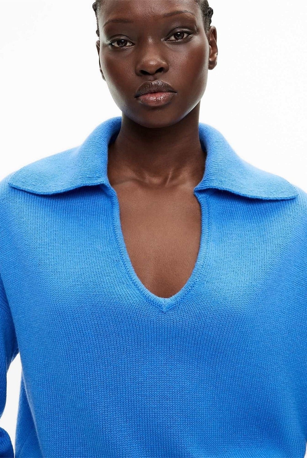 Fresh Blue Collared V Neck Knit - Women's V Neck Jumpers | Witchery