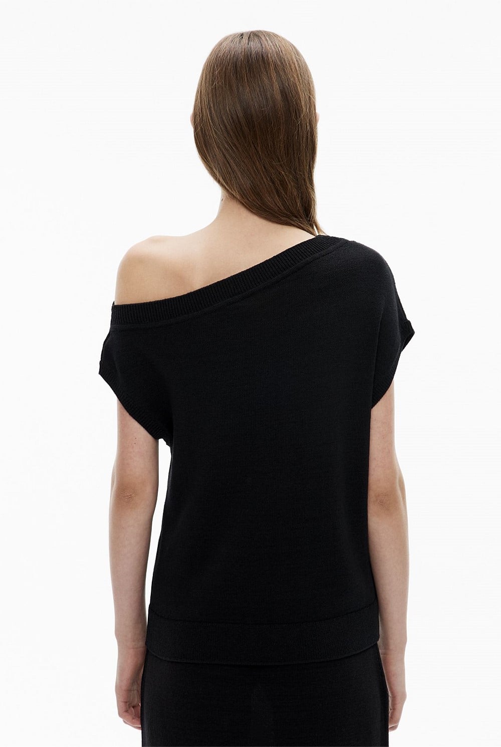 Black Off Shoulder Knit Top - Women's Sleeveless Tops | Witchery