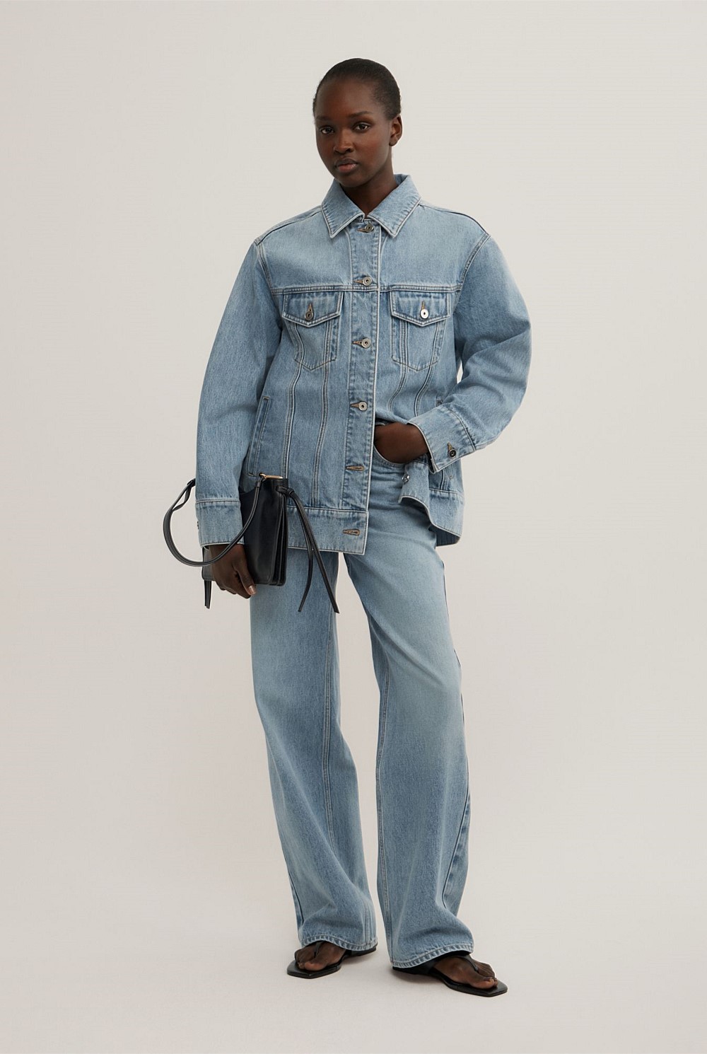 Coastal Blue Oversized Denim Jacket - Women's Jackets | Witchery