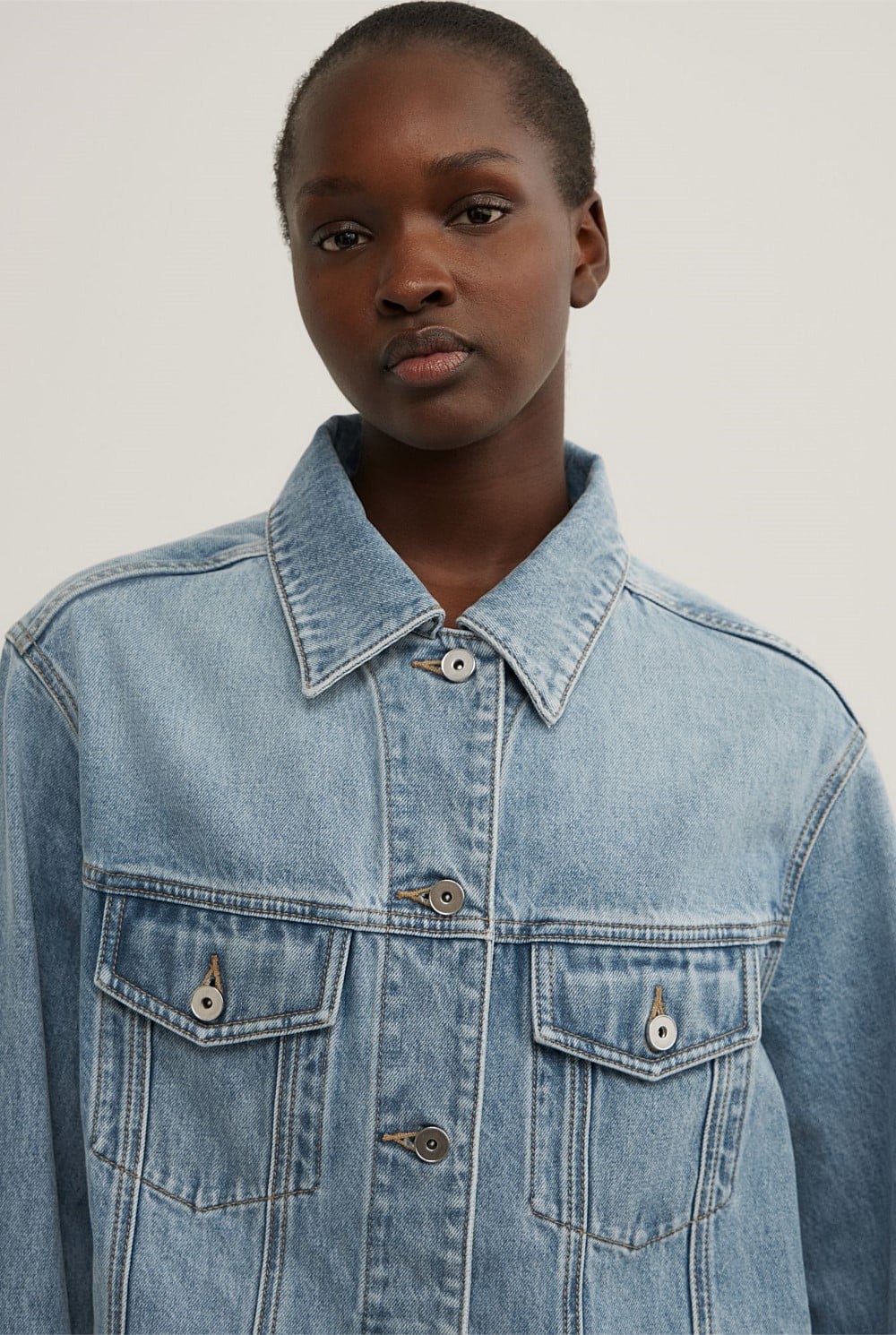 Coastal Blue Oversized Denim Jacket - Women's Jackets | Witchery