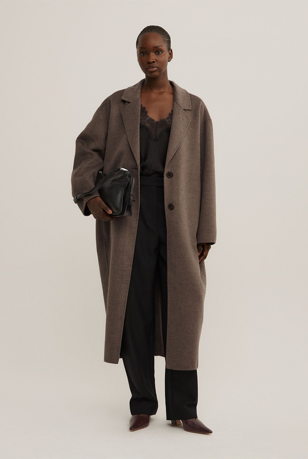 Chocolate Marle Cocoon Coat - Women's Jackets | Witchery