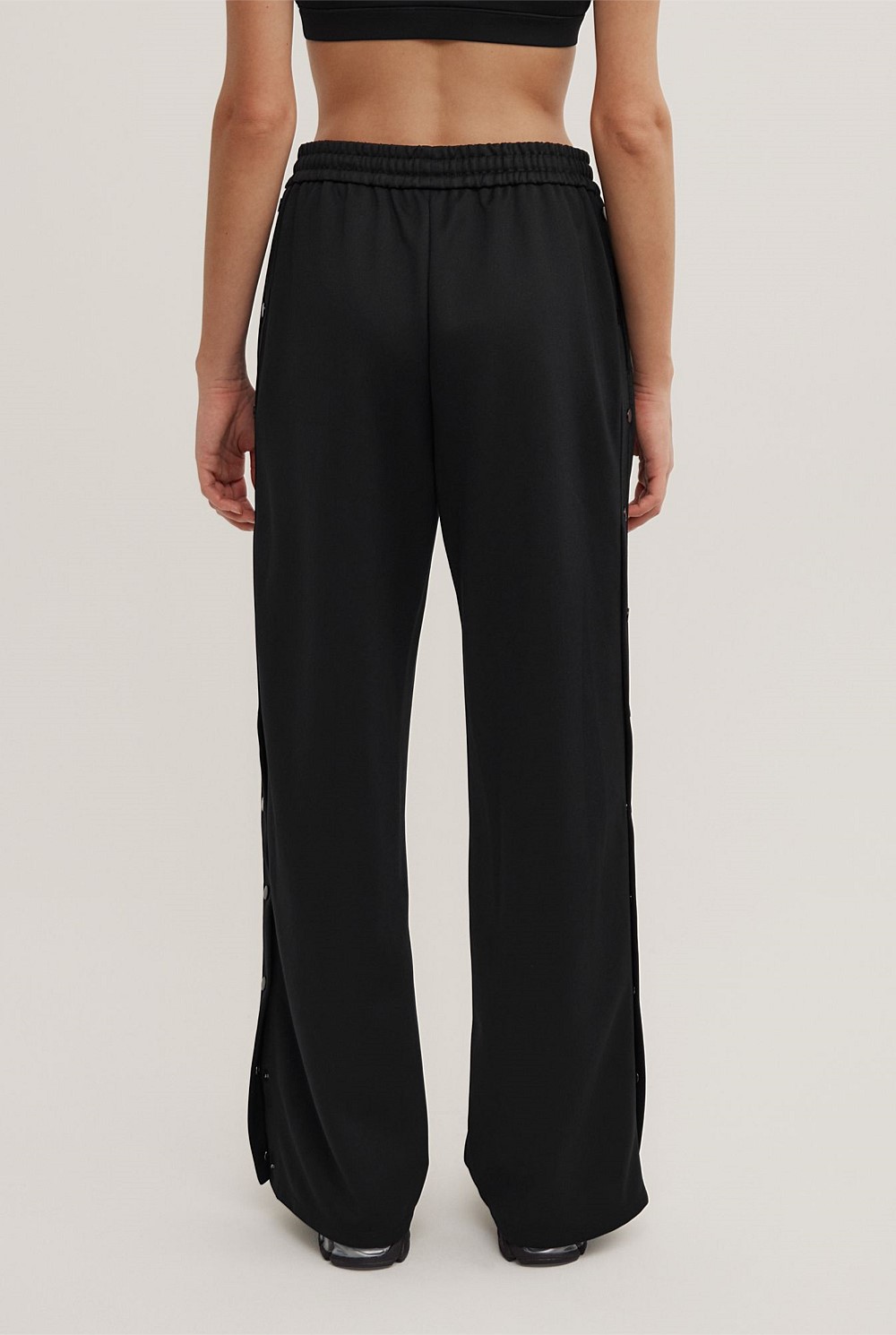 Black Side Snap Track Pants - Women's Black Pants | Witchery