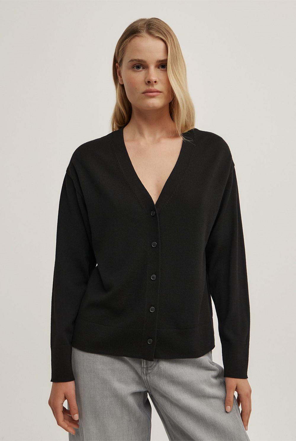 Black Asymmetric Wrap Knit Cardigan - Women's Cardigans | Witchery